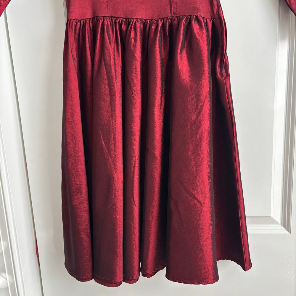 Pinup Couture Burgundy Portrait Collar Swing Dress NWT S Retro Rockabilly Wine - Picture 14 of 16